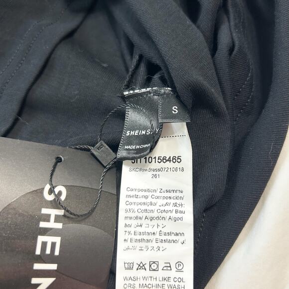 NWT SHEIN SXY Black Bodycon Mini Dress Size Small Spaghetti Strap - Picture 4 of 6